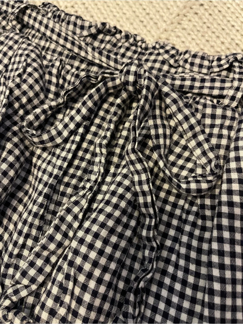 Forever 21 Black White Gingham Paperbag Shorts Size M Tie Waist Cottagecore